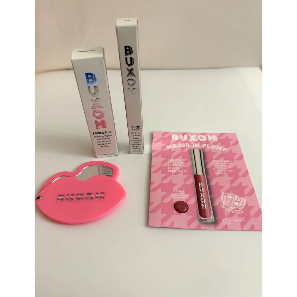 Buxom Lip Plumping Makeup Set Vanilla Glaze Dolly Lip Liner Mirror NEW
